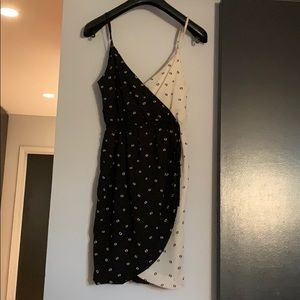 Peppermint Black & White Printed Cross Over Dress